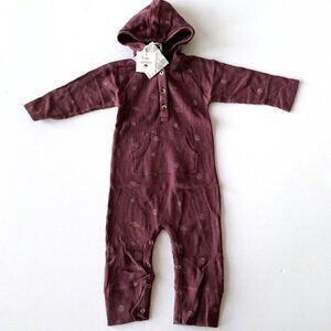 NWT Kate Quinn Organics Long Sleeve Hooded Sport Jumpsuit  6-12 Months